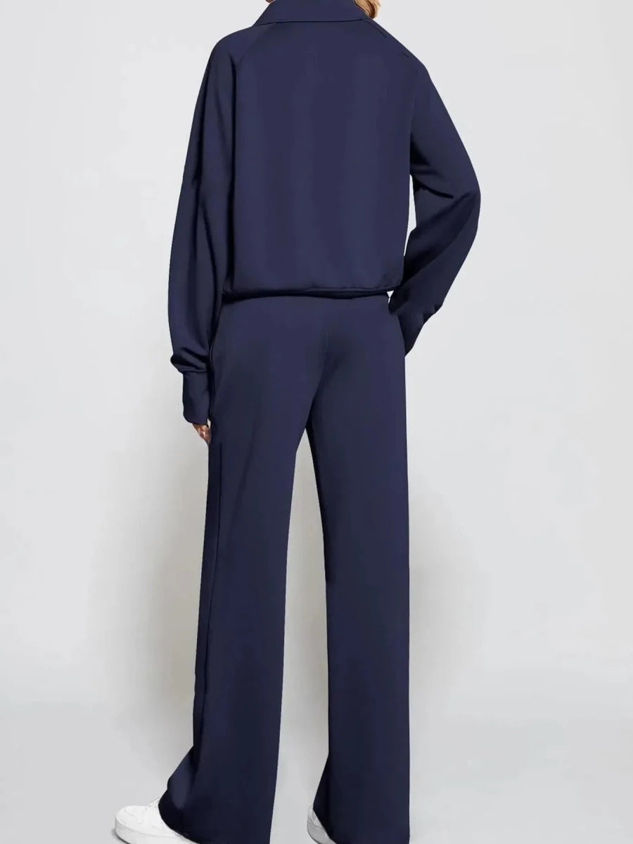 Cozy Two Piece Set: Half Zip Long Sleeve Top with Pants, Lightweight and Breathable - Allen-Fitness