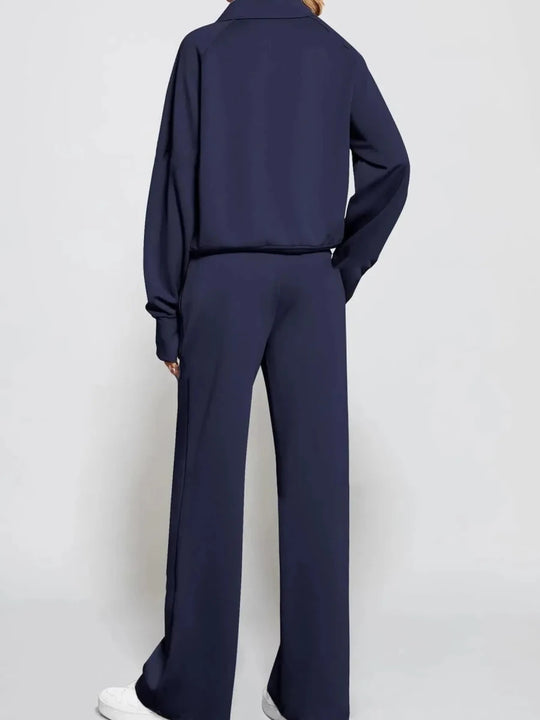 Cozy Two Piece Set: Half Zip Long Sleeve Top with Pants, Lightweight and Breathable - Allen-Fitness