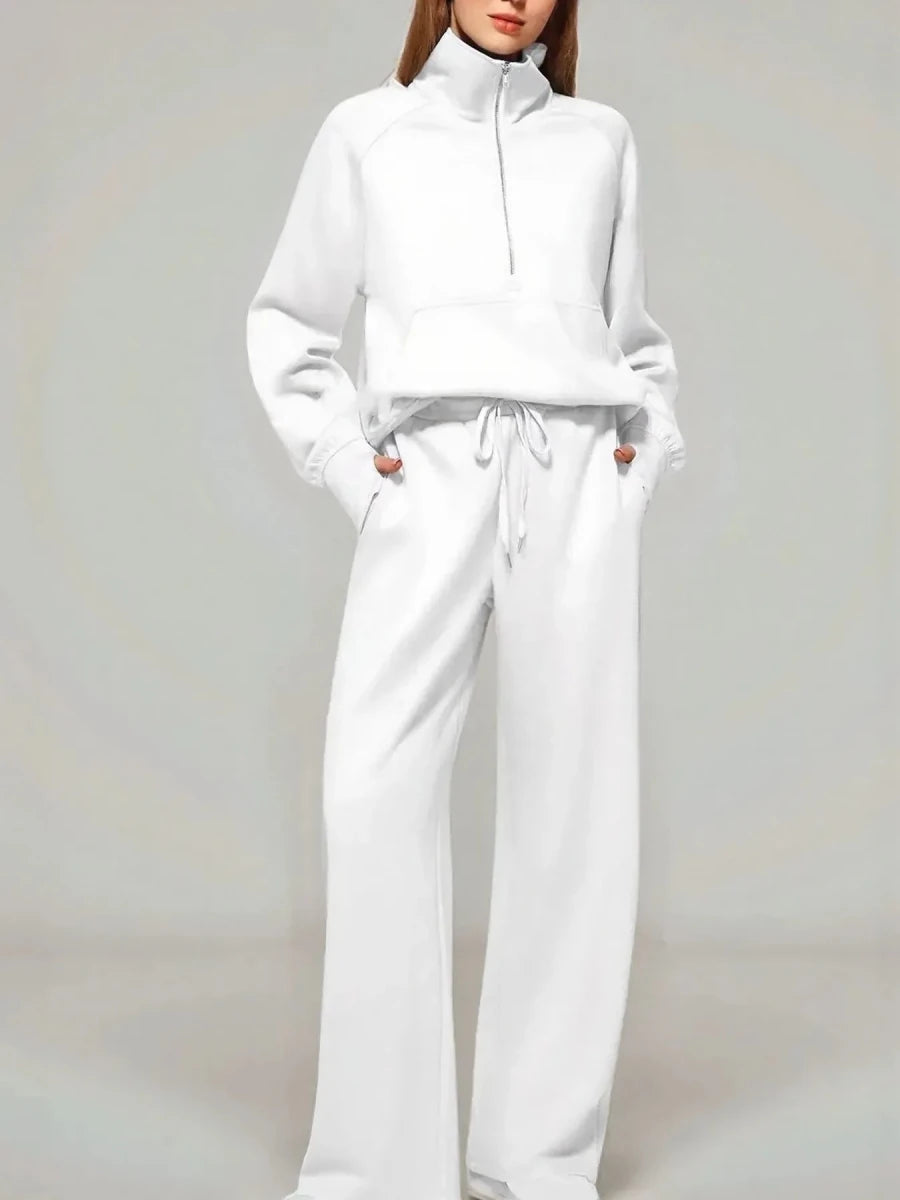 Cozy Two Piece Set: Half Zip Long Sleeve Top with Pants, Lightweight and Breathable - Allen-Fitness