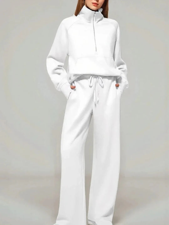 Cozy Two Piece Set: Half Zip Long Sleeve Top with Pants, Lightweight and Breathable - Allen-Fitness