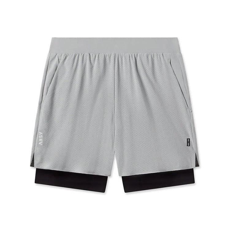 Cross-Border In-Stock Summer Men's Shorts American-Style Youth Double-Layer Sports Shorts Men's Laser-Perforated Running Basketball Shorts - Premium Fitness & Activewear