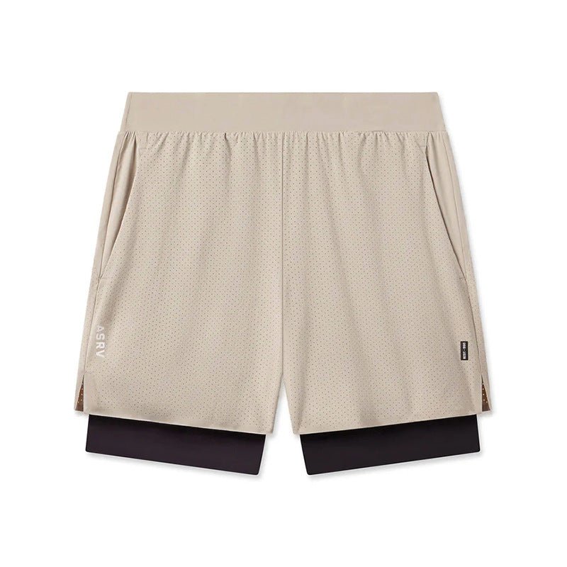 Cross-Border In-Stock Summer Men's Shorts American-Style Youth Double-Layer Sports Shorts Men's Laser-Perforated Running Basketball Shorts - Premium Fitness & Activewear