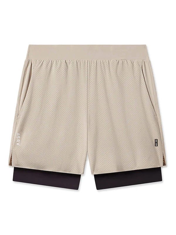 Cross-Border In-Stock Summer Men's Shorts American-Style Youth Double-Layer Sports Shorts Men's Laser-Perforated Running Basketball Shorts - Premium Fitness & Activewear