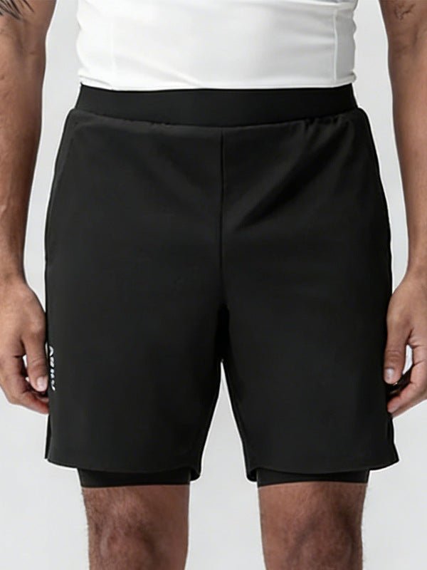 Cross-Border In-Stock Summer Men's Shorts American-Style Youth Double-Layer Sports Shorts Men's Laser-Perforated Running Basketball Shorts - Premium Fitness & Activewear