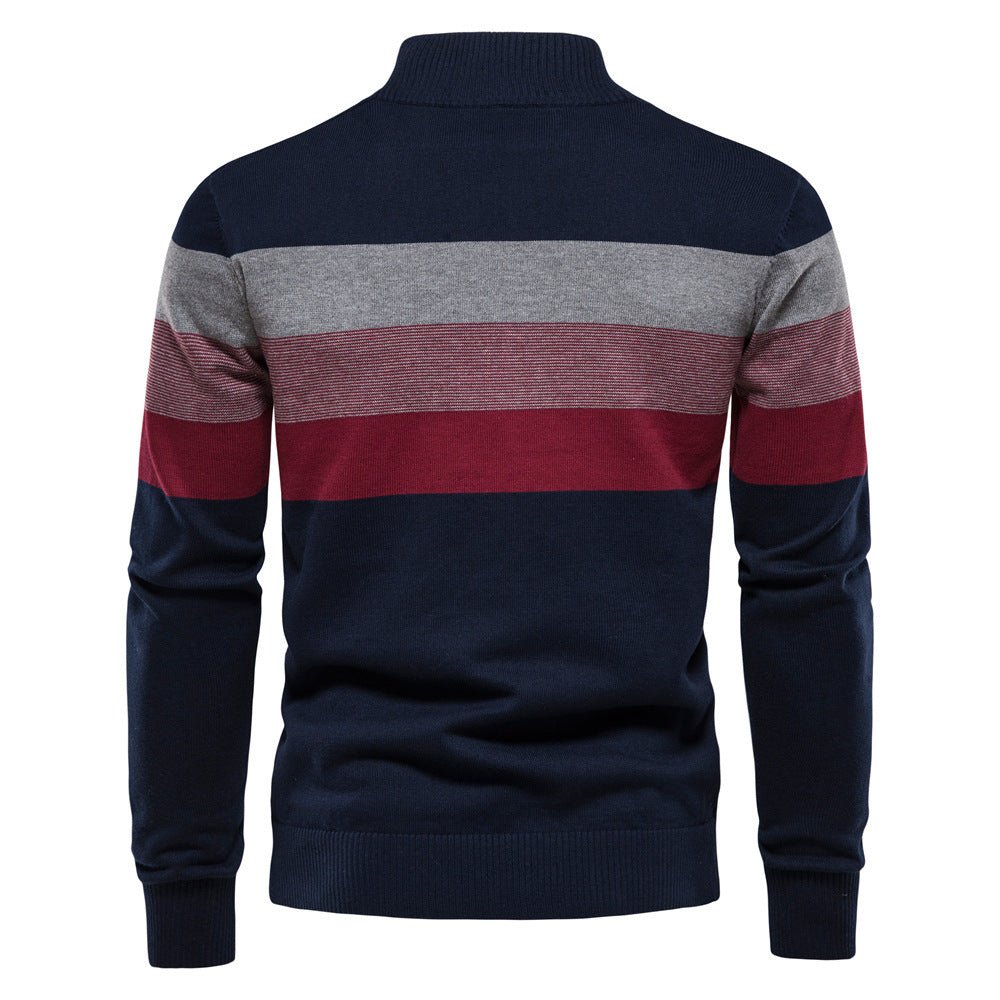 Cross-Border Pullover Knitwear New Open-Chest Stand-Up Collar Men's Sweater Men's Autumn and Winter European and American Khaki - Premium Fitness & Activewear