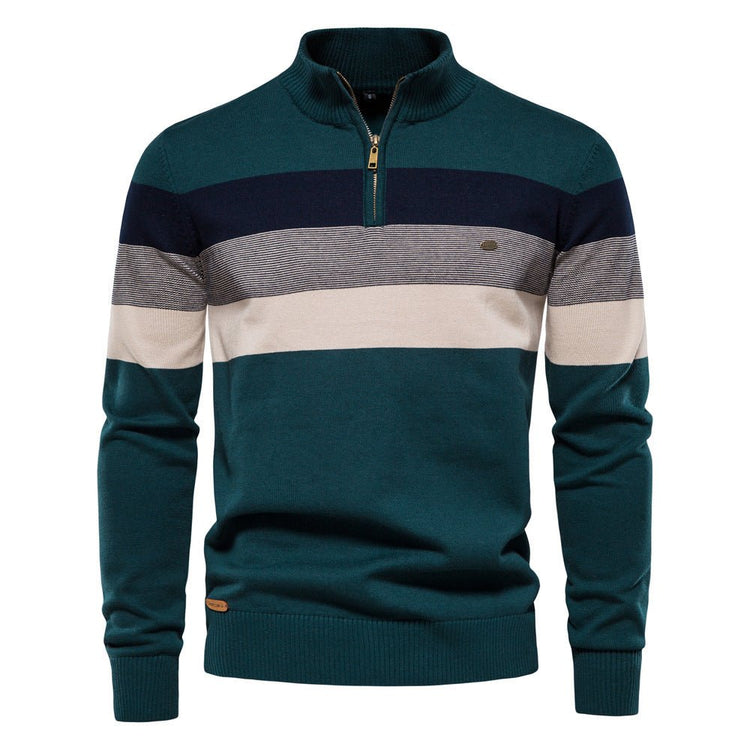 Cross-Border Pullover Knitwear New Open-Chest Stand-Up Collar Men's Sweater Men's Autumn and Winter European and American Khaki - Premium Fitness & Activewear