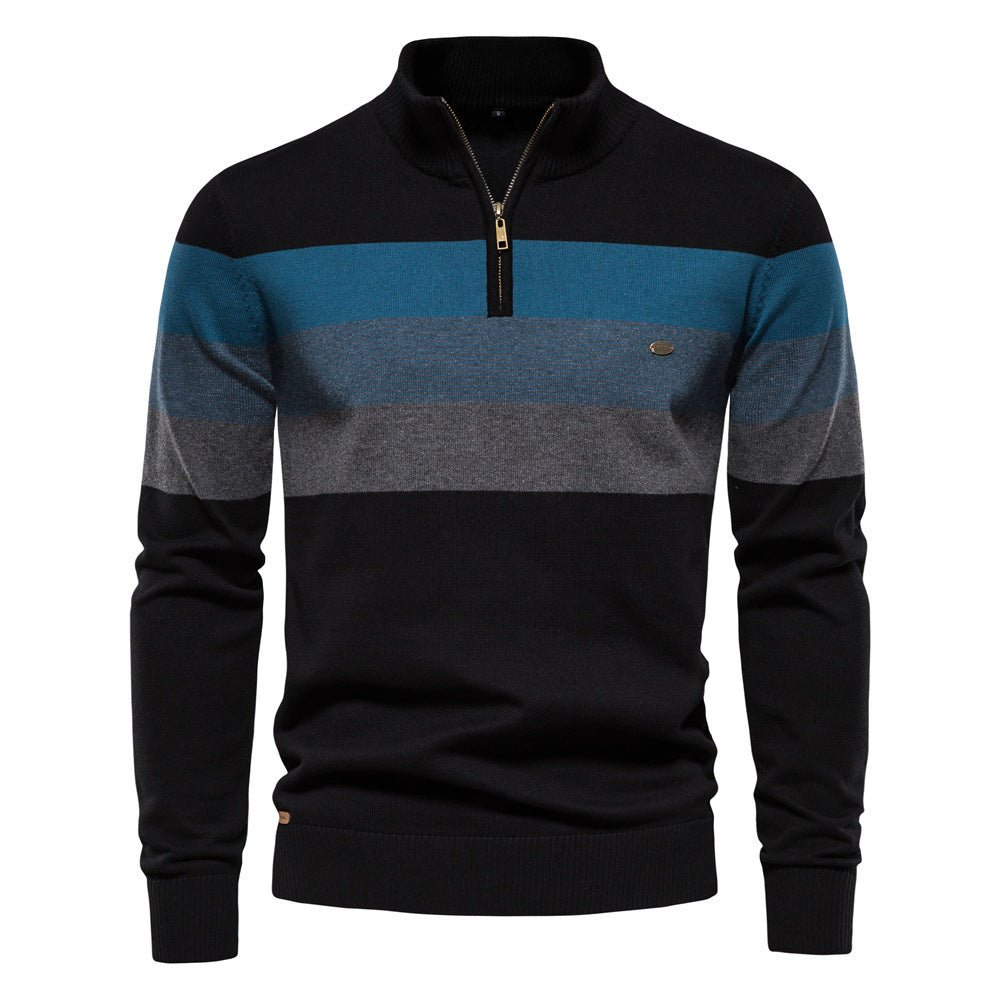 Cross-Border Pullover Knitwear New Open-Chest Stand-Up Collar Men's Sweater Men's Autumn and Winter European and American Khaki - Premium Fitness & Activewear