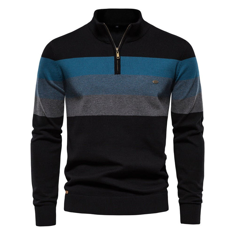 Cross-Border Pullover Knitwear New Open-Chest Stand-Up Collar Men's Sweater Men's Autumn and Winter European and American Khaki - Premium Fitness & Activewear