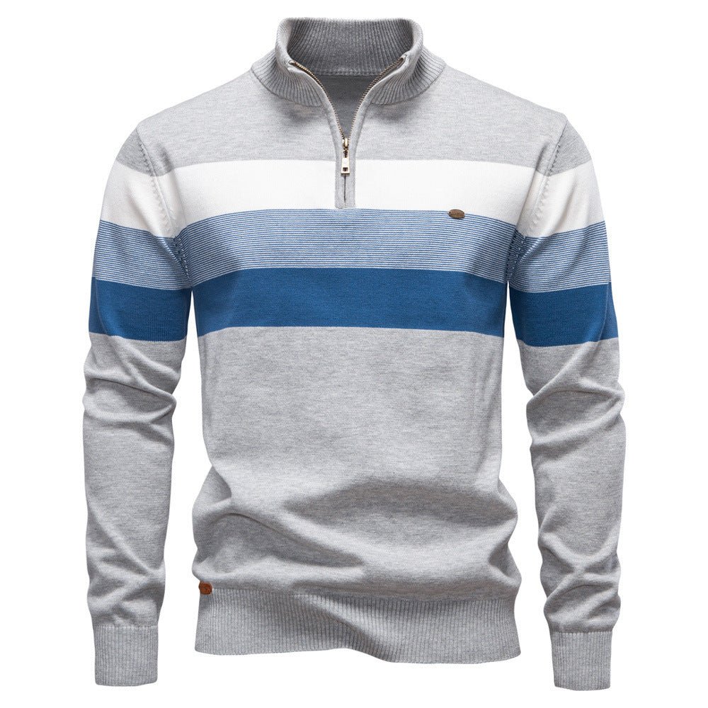 Cross-Border Pullover Knitwear New Open-Chest Stand-Up Collar Men's Sweater Men's Autumn and Winter European and American Khaki - Premium Fitness & Activewear