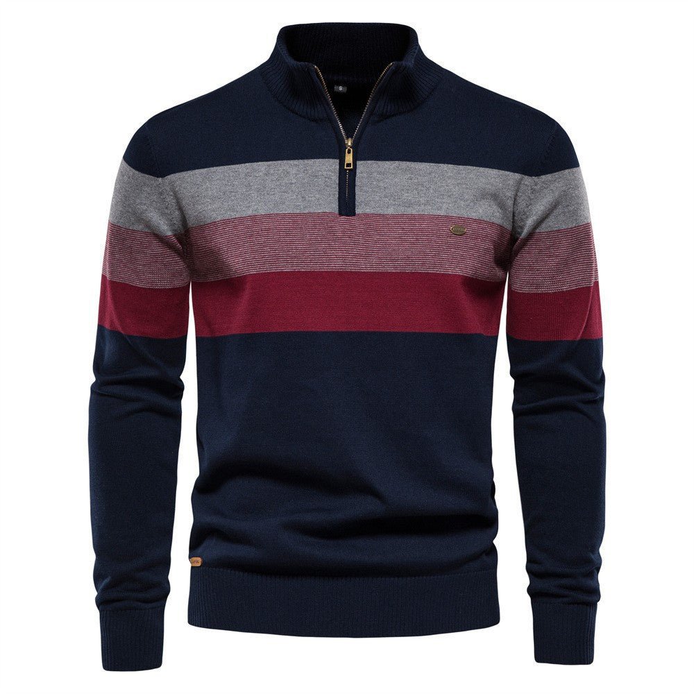 Cross-Border Pullover Knitwear New Open-Chest Stand-Up Collar Men's Sweater Men's Autumn and Winter European and American Khaki - Premium Fitness & Activewear