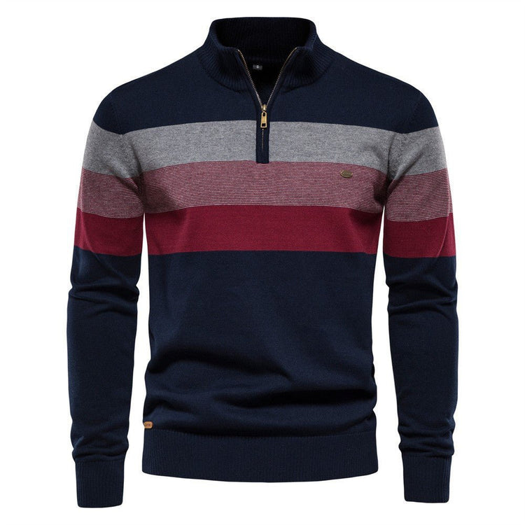 Cross-Border Pullover Knitwear New Open-Chest Stand-Up Collar Men's Sweater Men's Autumn and Winter European and American Khaki - Premium Fitness & Activewear