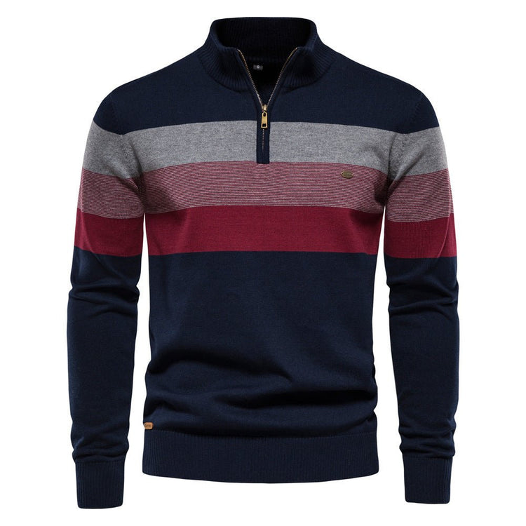 Cross-Border Pullover Knitwear New Open-Chest Stand-Up Collar Men's Sweater Men's Autumn and Winter European and American Khaki - Premium Fitness & Activewear