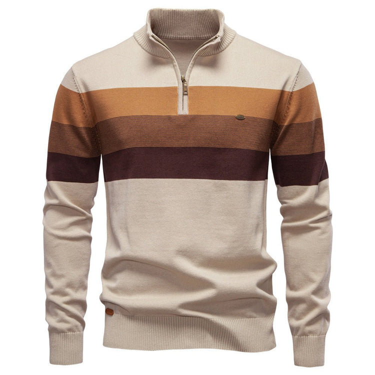 Cross-Border Pullover Knitwear New Open-Chest Stand-Up Collar Men's Sweater Men's Autumn and Winter European and American Khaki - Premium Fitness & Activewear