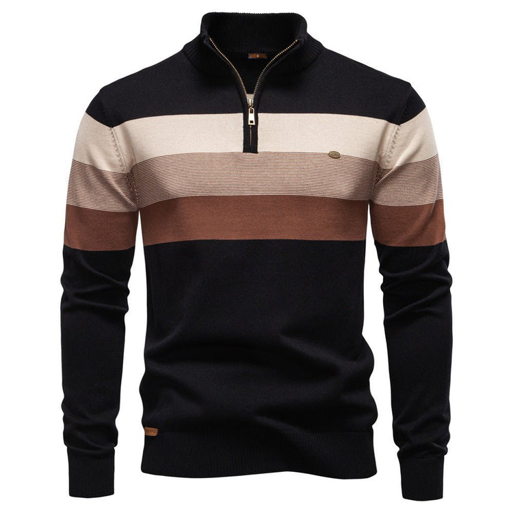 Cross-Border Pullover Knitwear New Open-Chest Stand-Up Collar Men's Sweater Men's Autumn and Winter European and American Khaki - Premium Fitness & Activewear