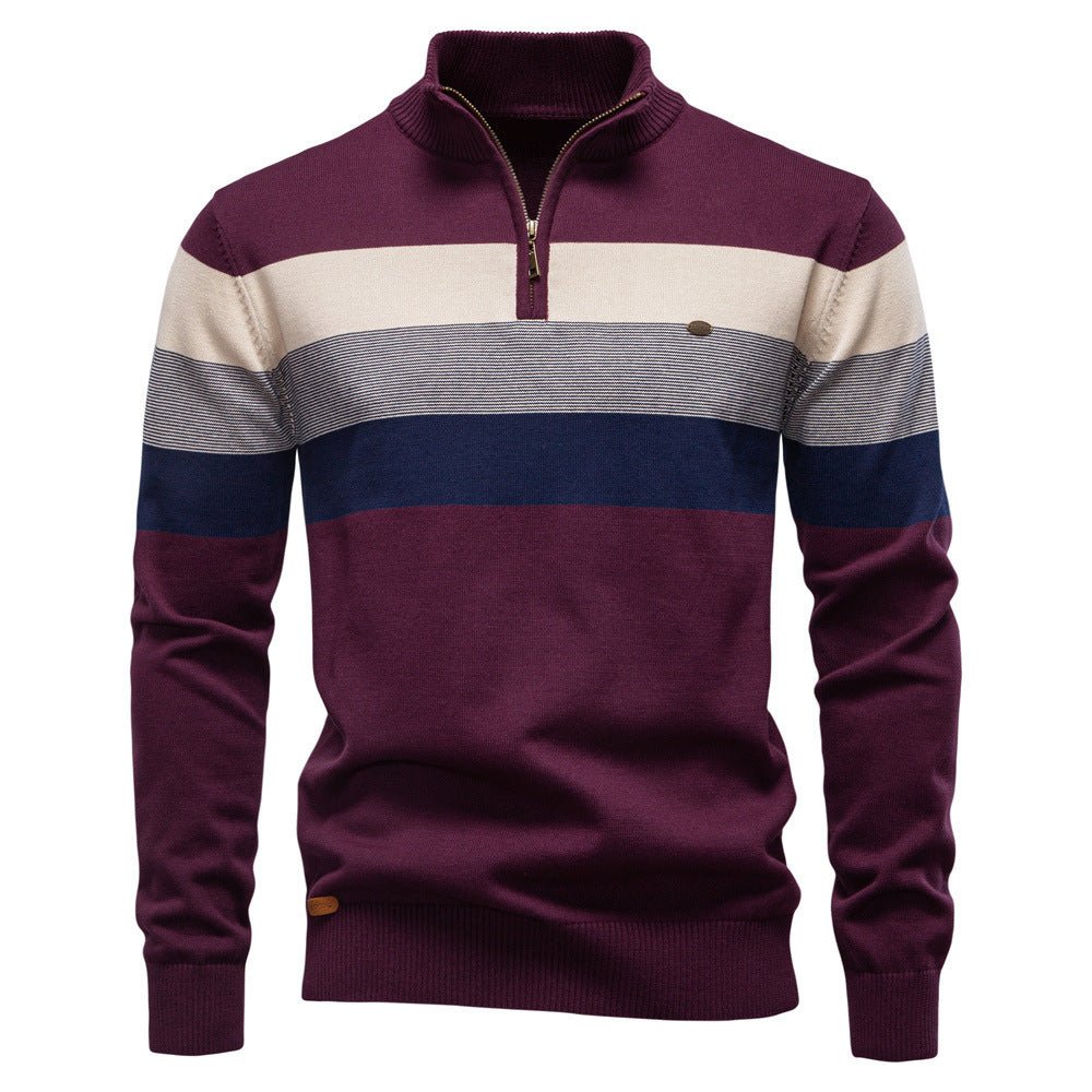 Cross-Border Pullover Knitwear New Open-Chest Stand-Up Collar Men's Sweater Men's Autumn and Winter European and American Khaki - Premium Fitness & Activewear