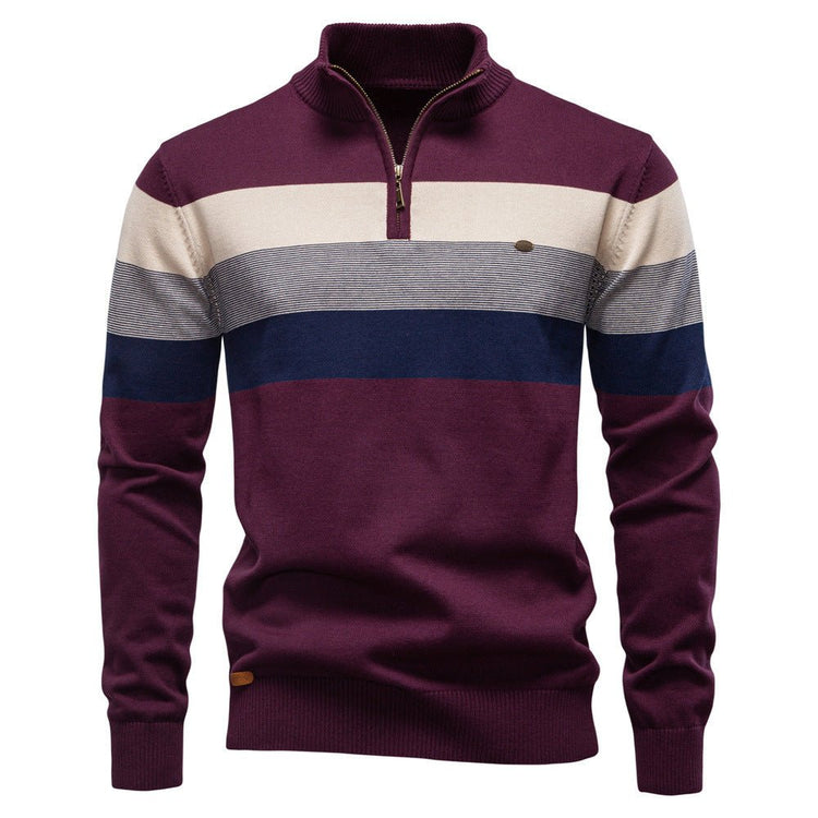 Cross-Border Pullover Knitwear New Open-Chest Stand-Up Collar Men's Sweater Men's Autumn and Winter European and American Khaki - Premium Fitness & Activewear
