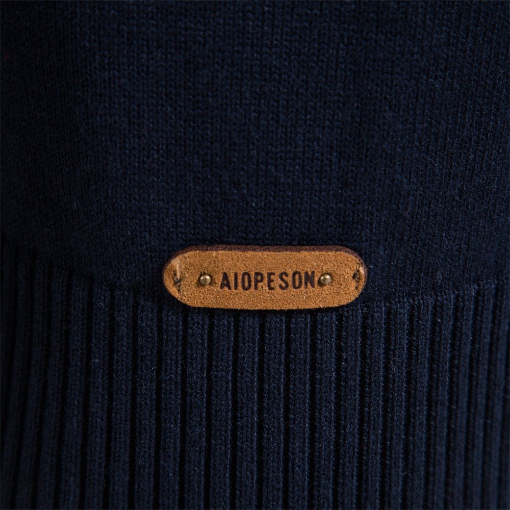 Cross-Border Pullover Knitwear New Open-Chest Stand-Up Collar Men's Sweater Men's Autumn and Winter European and American Khaki - Premium Fitness & Activewear