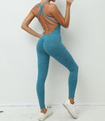 Cross-Strap Yoga Jumpsuit - Quick-Drying, Tight-Fitting Seamless Fitness Leggings for Women - Allen-Fitness