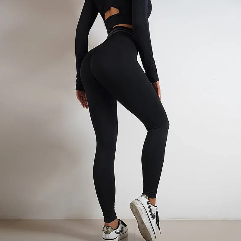 Seamless Yoga Pants Peach Hip Autumn And Winter Sports Bodybuilding Pants Top Suit - Allen-Fitness