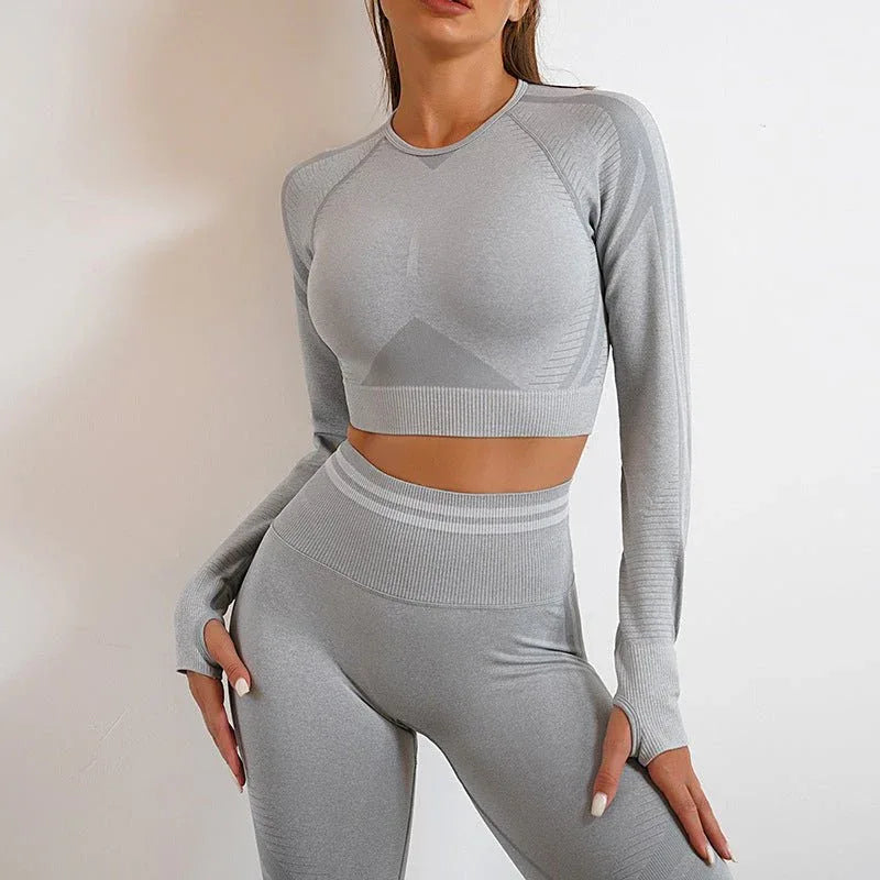 Seamless Yoga Pants Peach Hip Autumn And Winter Sports Bodybuilding Pants Top Suit - Allen-Fitness