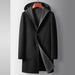 Mens Mid-Length Wool Coat With A Hood Reversible Style - Allen-Fitness