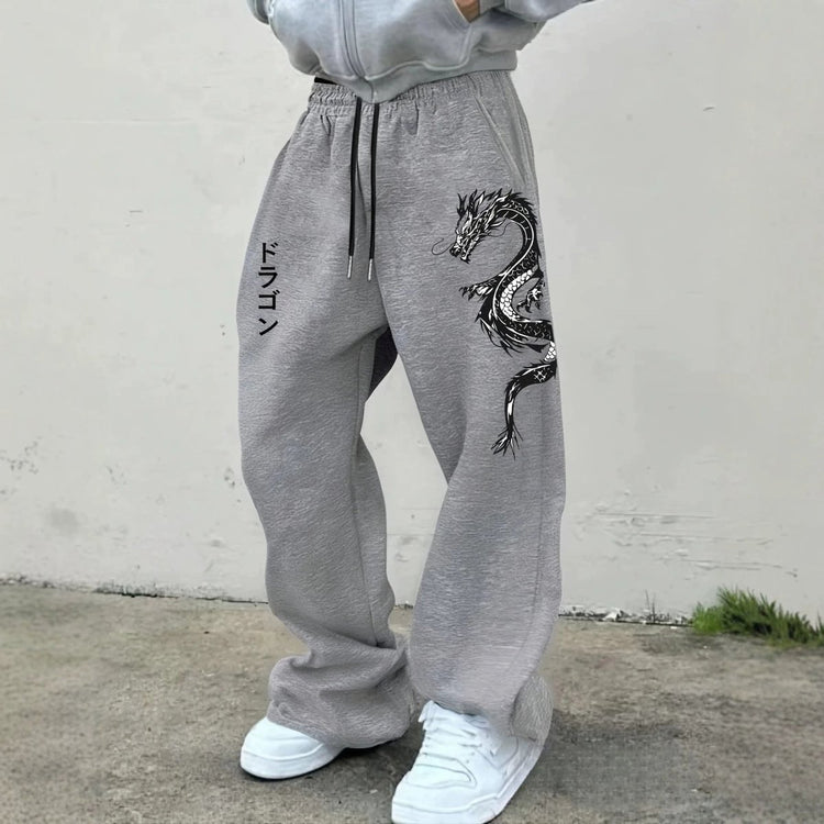 Dark Gothic Destiny Letter Print Loose Drawstring Wide Leg Sweatpants - Premium Fitness & Activewear
