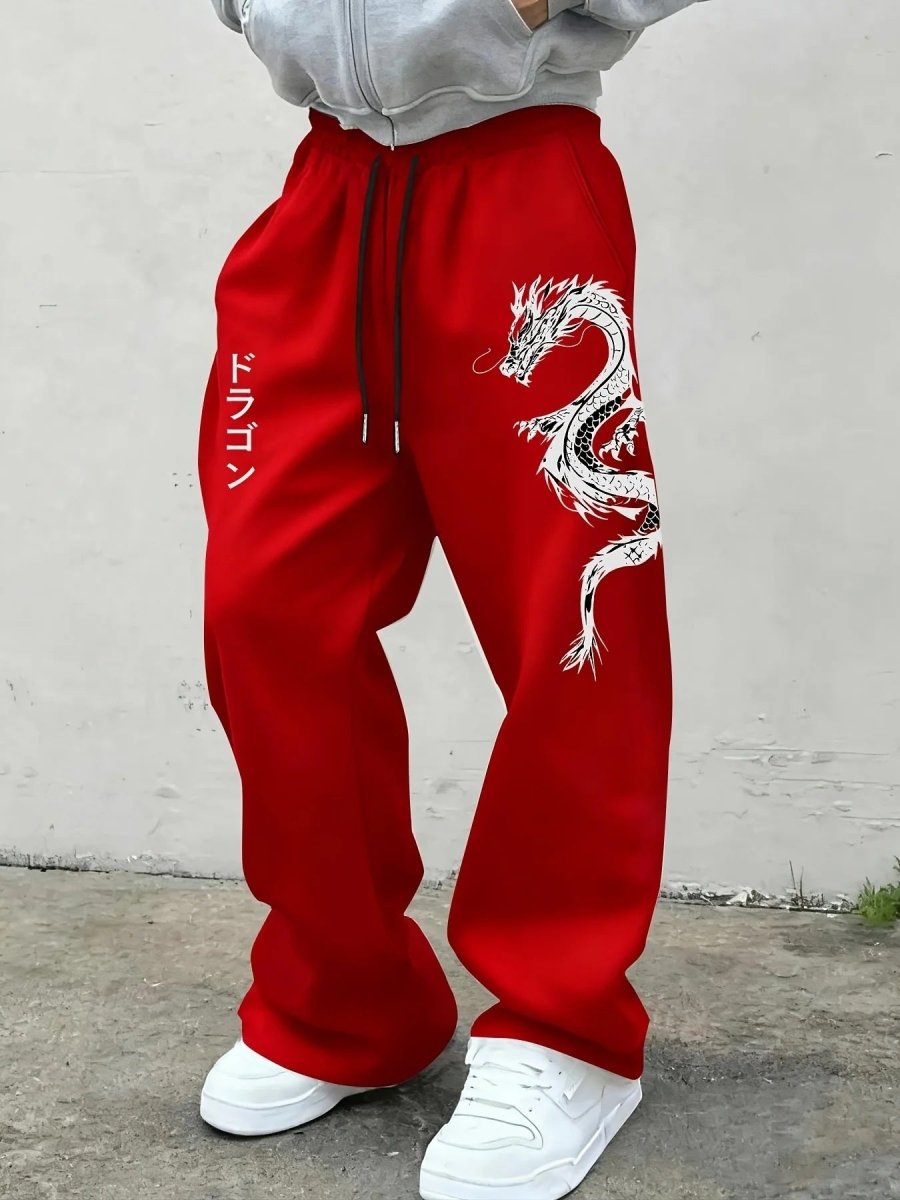 Dark Gothic Destiny Letter Print Loose Drawstring Wide Leg Sweatpants - Premium Fitness & Activewear