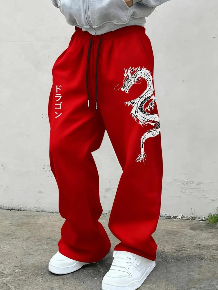 Dark Gothic Destiny Letter Print Loose Drawstring Wide Leg Sweatpants - Premium Fitness & Activewear