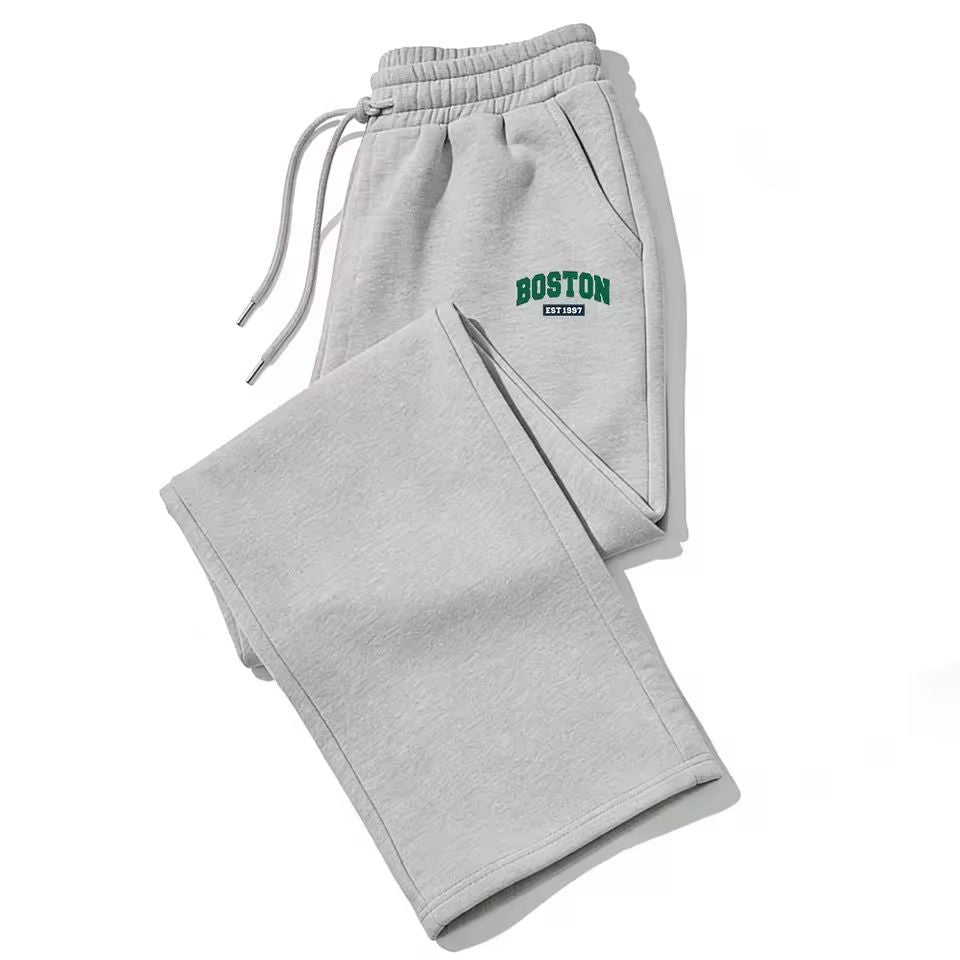 Dark Gothic Letter Print Loose Wide-leg Drawstring Unisex Sweatpants - Premium Fitness & Activewear