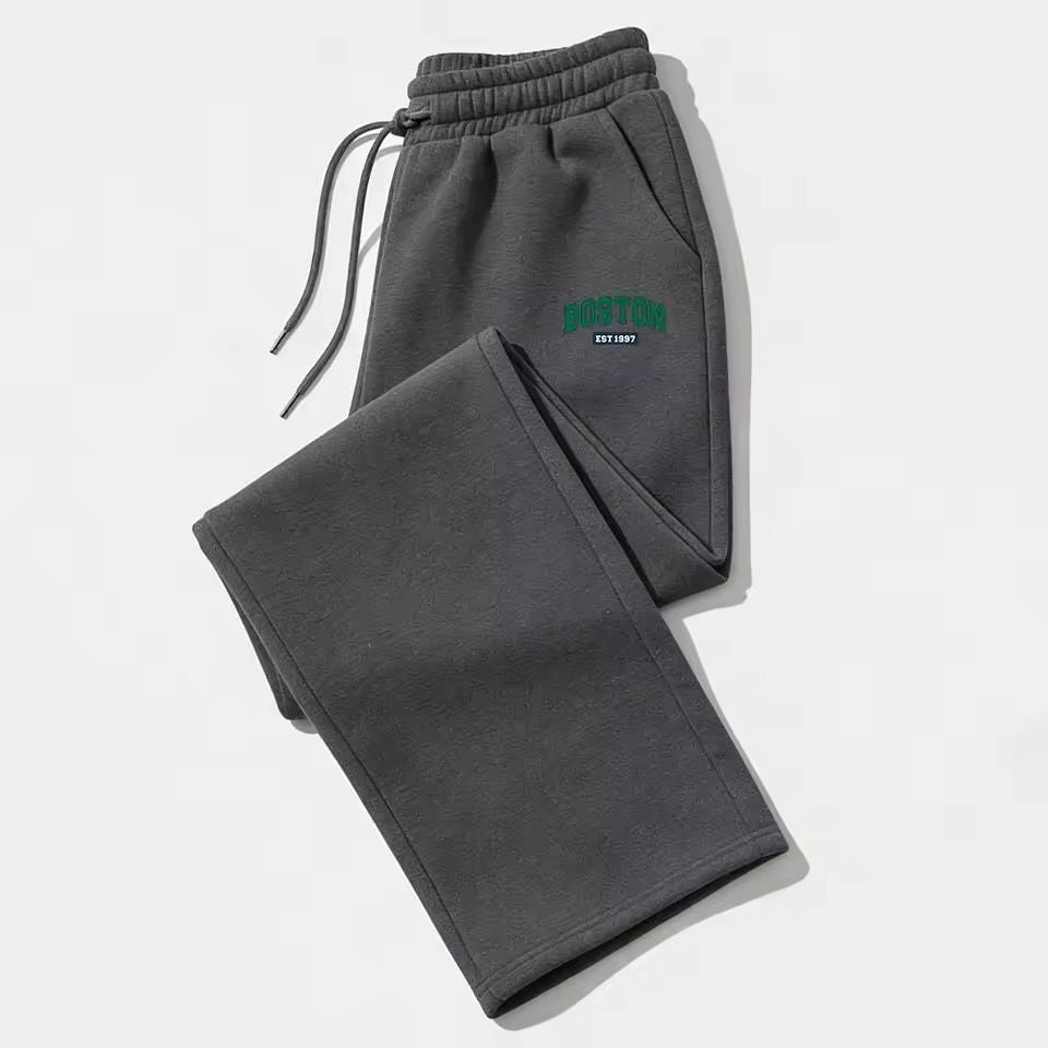 Dark Gothic Letter Print Loose Wide-leg Drawstring Unisex Sweatpants - Premium Fitness & Activewear