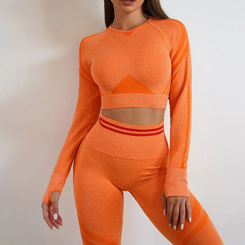 Seamless Yoga Pants Peach Hip Autumn And Winter Sports Bodybuilding Pants Top Suit - Allen-Fitness