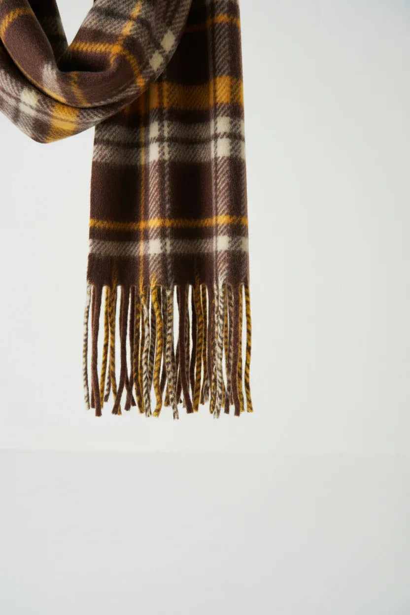 Soft Fleece Tippet For Women With Trendy Maillard Plaid Design And Elegant Tassels - Allen-Fitness