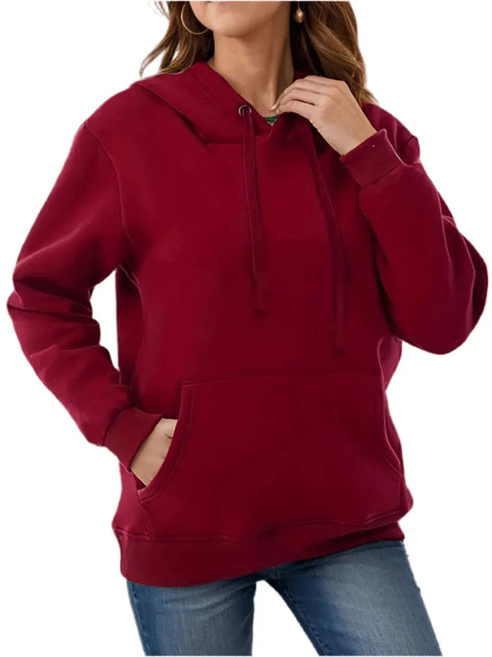 Drawstring Hoodie for Women - Long Sleeve with Kangaroo Pocket, Soft &amp; Comfortable - Allen-Fitness