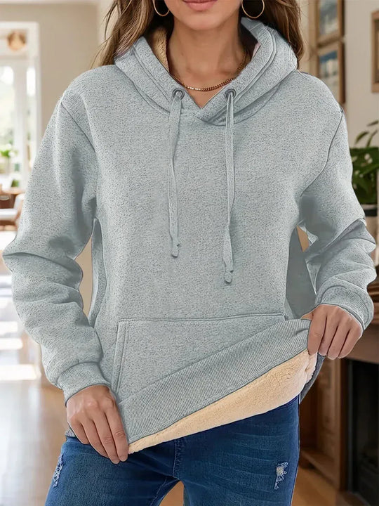 Drawstring Hoodie for Women - Long Sleeve with Kangaroo Pocket, Soft &amp; Comfortable - Allen-Fitness