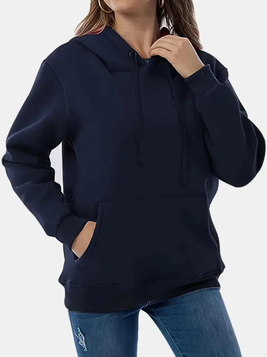 Drawstring Hoodie for Women - Long Sleeve with Kangaroo Pocket, Soft &amp; Comfortable - Allen-Fitness