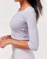 Flattering Open Shoulder Semi-Crop Lounge Top with 3/4 Sleeves - Ultra Soft Fabric - Allen-Fitness