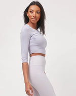Flattering Open Shoulder Semi-Crop Lounge Top with 3/4 Sleeves - Ultra Soft Fabric - Allen-Fitness