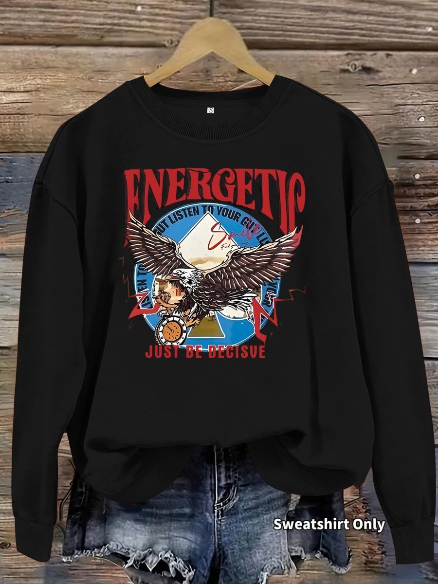 Eagle print long sleeved hoodie - Premium Fitness & Activewear