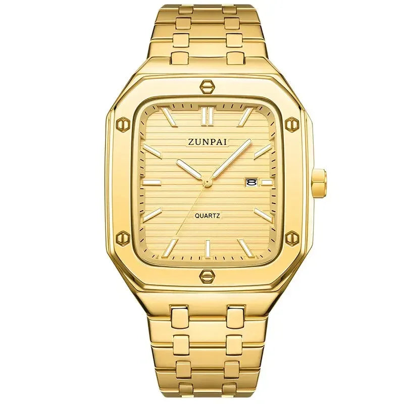 Stylish Mens Stainless Steel Square Watch - Allen-Fitness