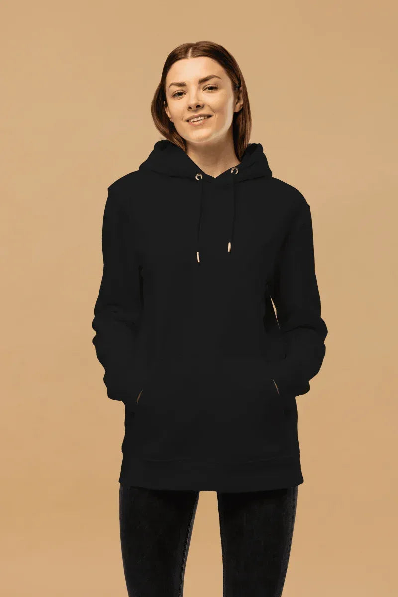 Eco-Friendly Fashion Hoodie - Minimalist Black Organic Cotton with Double-Layered Hood - Allen-Fitness