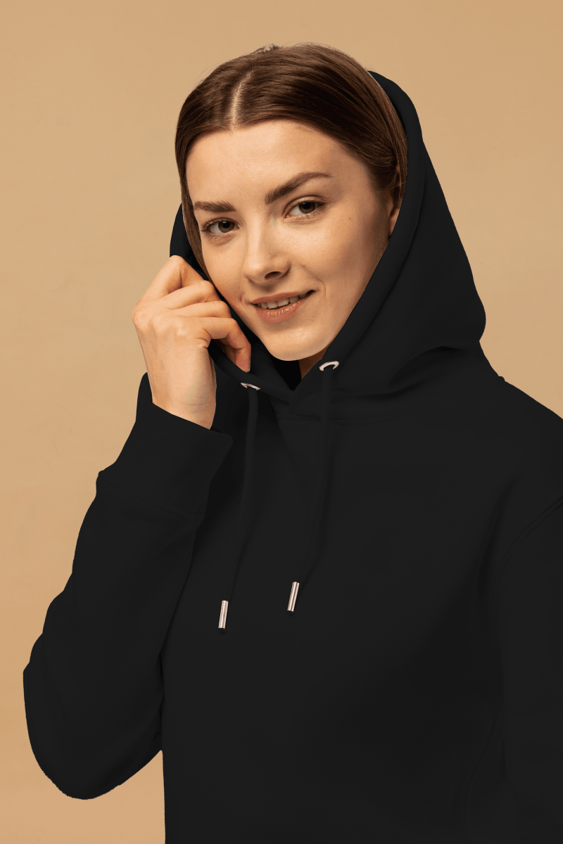 Eco - Friendly Fashion Hoodie - Minimalist Black Organic Cotton with Double - Layered Hood - Allen - Fitness
