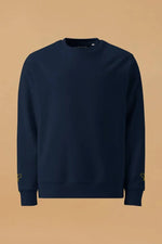 Eco-Friendly Sweatshirt with Embroidered Bee - Soft Organic Cotton Navy Casual Wear - Allen-Fitness