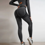 Seamless Yoga Pants Peach Hip Autumn And Winter Sports Bodybuilding Pants Top Suit - Allen-Fitness