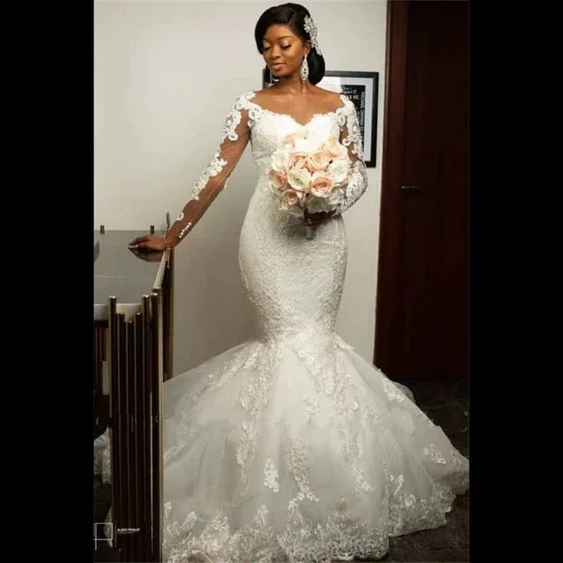 Elegant African Bridal Dresses - Mermaid Wedding Dress with Lace Detail & Custom Fit - Allen-Fitness