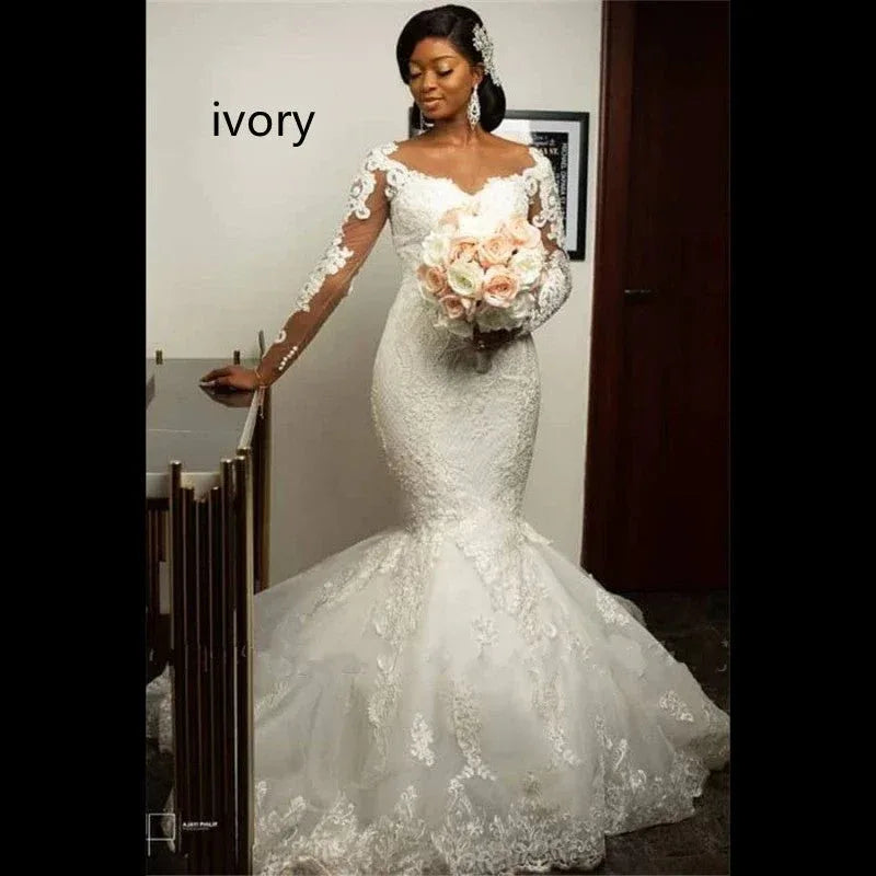 Elegant African Bridal Dresses - Mermaid Wedding Dress with Lace Detail & Custom Fit - Allen-Fitness