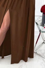 Elegant Evening Dress: Slit Surplice Long Sleeve Maxi Dress with Stretchy Fit by Kenike - Allen-Fitness