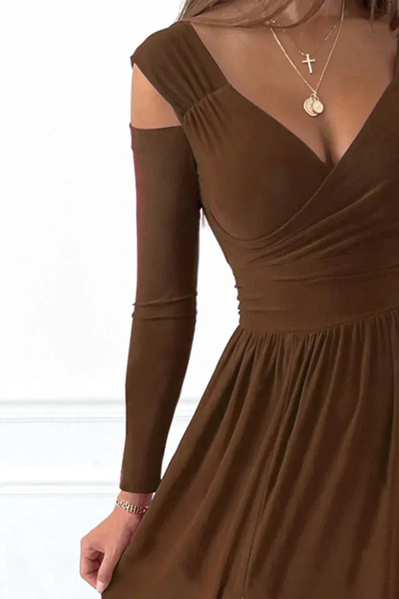 Elegant Evening Dress: Slit Surplice Long Sleeve Maxi Dress with Stretchy Fit by Kenike - Allen-Fitness