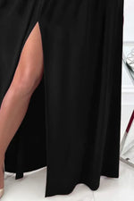 Elegant Evening Dress: Slit Surplice Long Sleeve Maxi Dress with Stretchy Fit by Kenike - Allen-Fitness