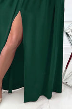 Elegant Evening Dress: Slit Surplice Long Sleeve Maxi Dress with Stretchy Fit by Kenike - Allen-Fitness