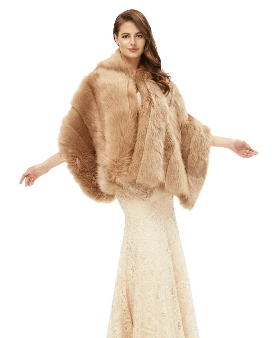 Elegant Formal Dress With Shawl for Women in Brown Cotton – Perfect for Autumn and Winter - Allen-Fitness